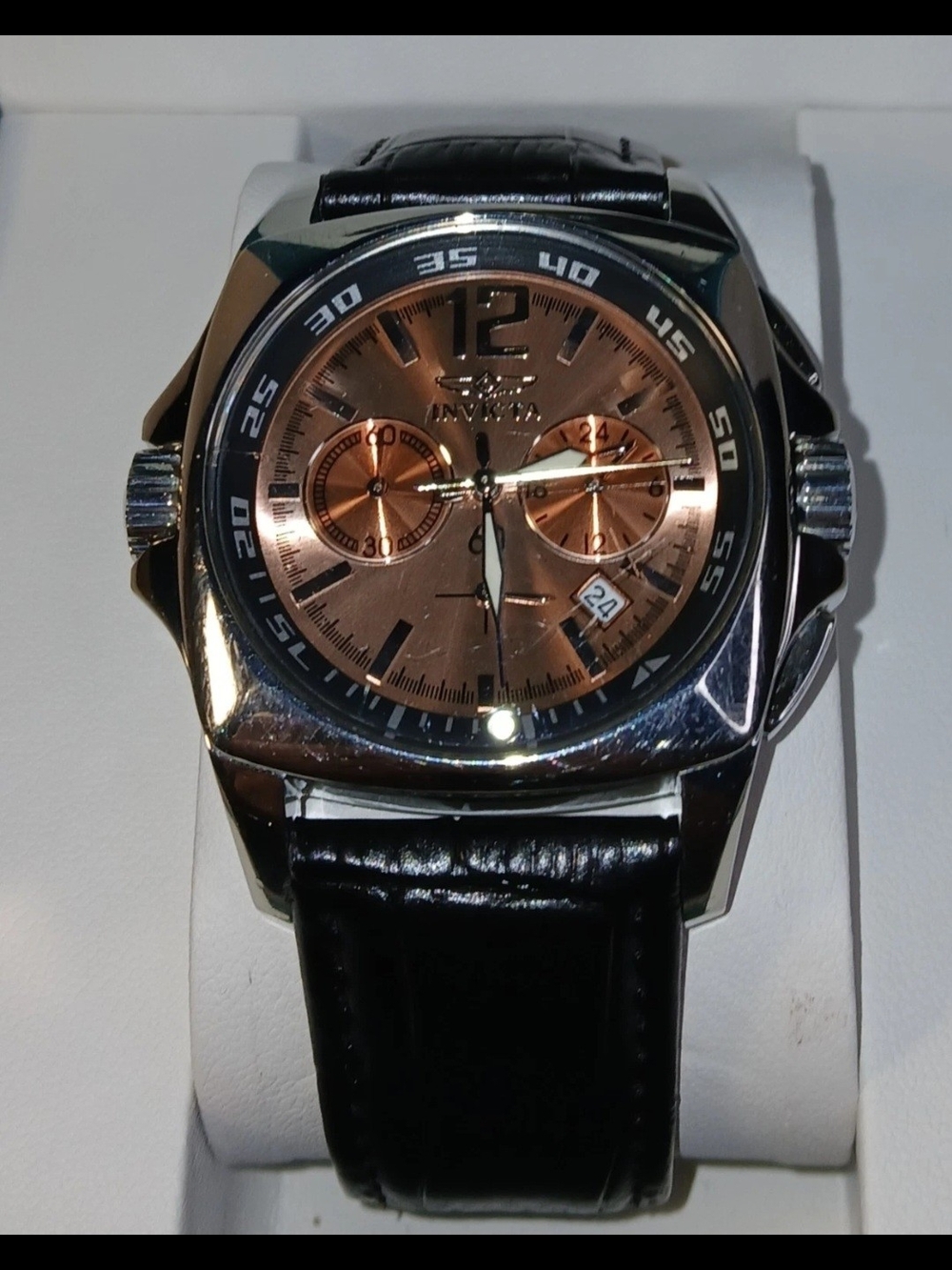 Invicta Men’s Black Strap Watch with Copper Dial